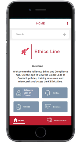 Ethics Line on mobile screen graphic
